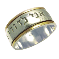 I am my beloved / Ani LeDodi - Hebrew Wide Silver and Gold Ring