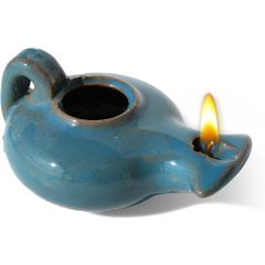 Blue Herodian Glazed Oil Lamp