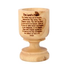 Olive Wood Candlestick Lord's Prayer