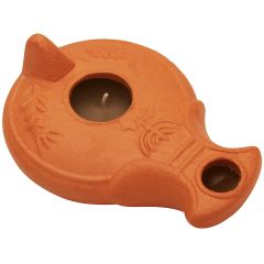 'Light of Jerusalem' Perfumed Candle inside Replica Oil Lamp - Natural