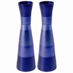 Yair Emanuel Large Anodized Aluminum Candlesticks - Shade of Blue