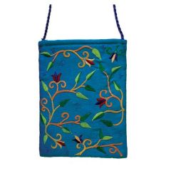 Yair Emanuel Lined Embroidered Bible Bag - Flowers - Turquoise