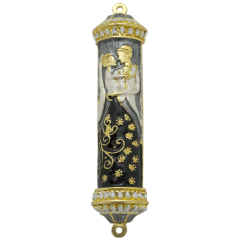 Pewter Mezuzah painted blue
