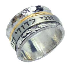 'Ani LeDodi Veh Dodi Li' 14 Karat Gold and Silver Spinning Ring