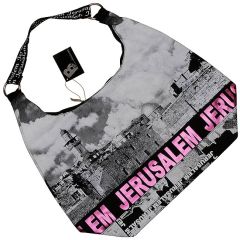 Kotel - Western Wall Canvas Hobo Bag - Jerusalem - Purple Foil - Zipper 