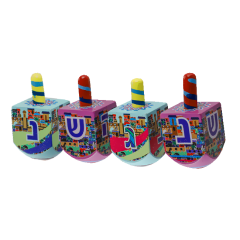 Jerusalem Wood Dreidels Set of 4