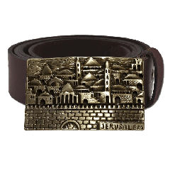 Camel Black Leather Jerusalem Belt