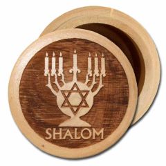 Pill Box Menorah Star David Olive Wood