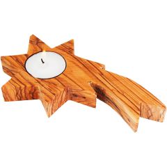 Star of Bethlehem Olive Wood Candle Holder