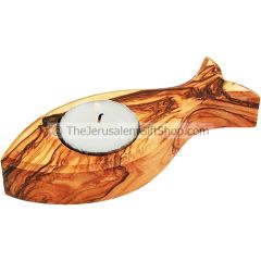 Olive Wood Fish Candle Holder