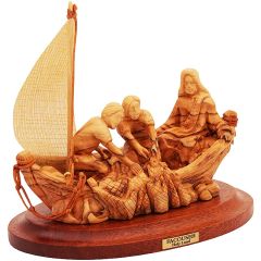 Jesus and the Miraculous Catch of Fish - Olive Wood Ornament - Made in Bethlehem - 3 Sizes