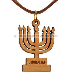 Olive wood Menorah Pendant