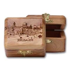 Small Olive Wood Jerusalem Western Wall Box