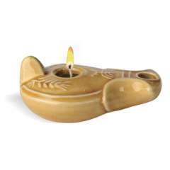 Light of Jerusalem Clay Lamp with Scented Candle - light gold