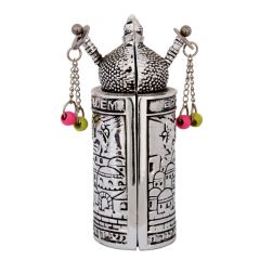 Sefer Torah Scroll - Jerusalem design - 3D Silver and Gold Plated Case - open