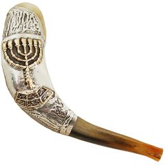 Silver Menorah Shofar