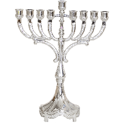 Brass Hanukkah Menorah 30 cm Leaves