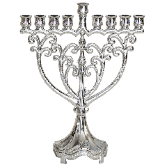 Brass Hanukkah Menorah 30 cm Leaves