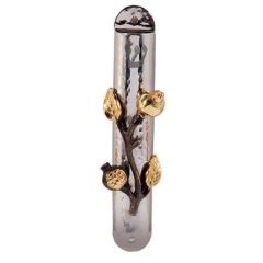Yair Emanuel | Stainless Steel Mezuzah 12 cm - Pomegranates