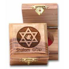 Olive wood Star David Shalom Box