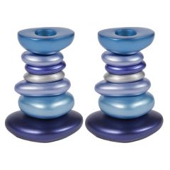 Yair Emanuel 'Stone Tower' Anodized Aluminum Candlesticks - Blue