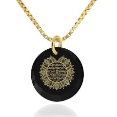Nano 24k Gold Scripture Inscribed "The Lord's Prayer" KJ Version - Gold Filled Zirconia Woman's Necklace