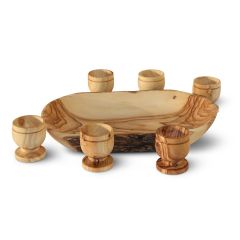 The Lord's Supper Cup - Bread Tray & Pair of Cups - Made in Bethlehem from 'Grade A' Olive Wood
