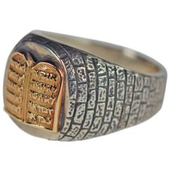 Ten Commandments Gold Silver Ring
