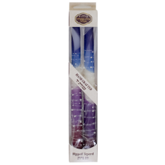 Two Handmade Shabbat Candles Purple and Blue