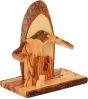 Olive Wood Nativity Scene Ornament from the Holy Land l Sliced Branch - Natural Roof - Side