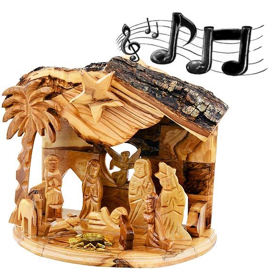 Musical 'Silent Night' Nativity from Olive Wood