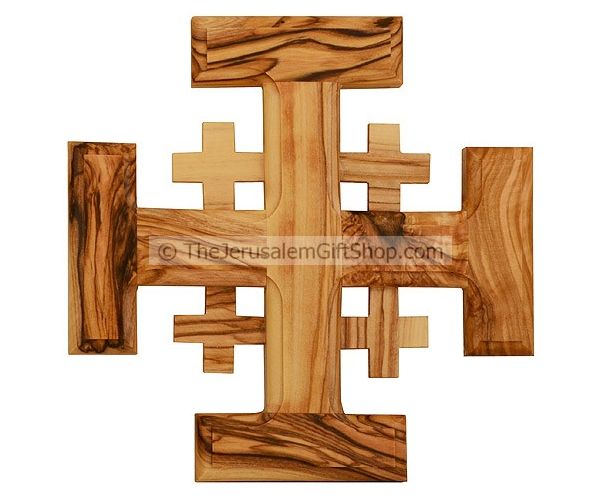 Hanging Wooden Cross with Semi Precious Stones from HOLYLAND Jerusalem wood new 