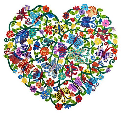 Heart - Hand Painted Metal Cutout 22*20 cm - Butterflies
