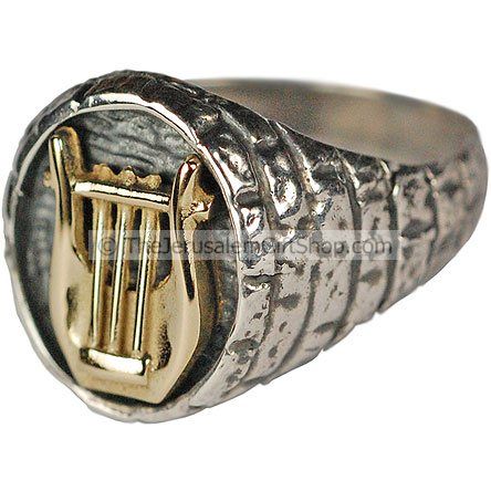 David's Harp ring - silver and gold