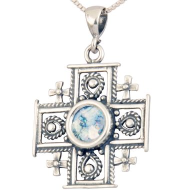 'Jerusalem Cross' Pendant with Laser Etched Design - Made in the Holy ...