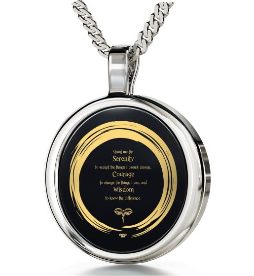 Serenity Prayer Necklace inscribed with pure 24k Gold