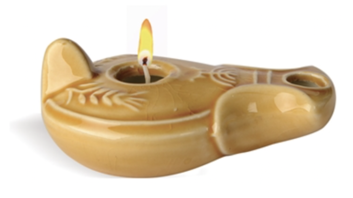 Light of Jerusalem Clay Lamp with Scented Candle - light gold