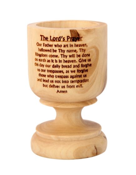 Olive Wood Candlestick Lord's Prayer