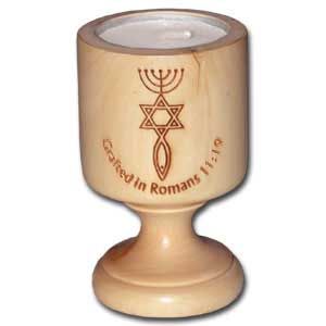 Olive Wood Candlestick Messianic