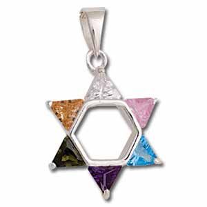 Star of David CZ colored pendant