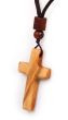 1.5 Inch Olive Wood Cross Necklace – Handcrafted Christian Pendant with Cotton Cord – Small Wooden Faith Cross for Car Mirror, Wall, or Gift – Ideal for Church & Home – Gift card Included
