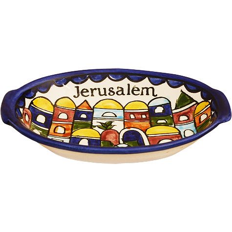 Armenian Ceramic Oval Jerusalem Dish