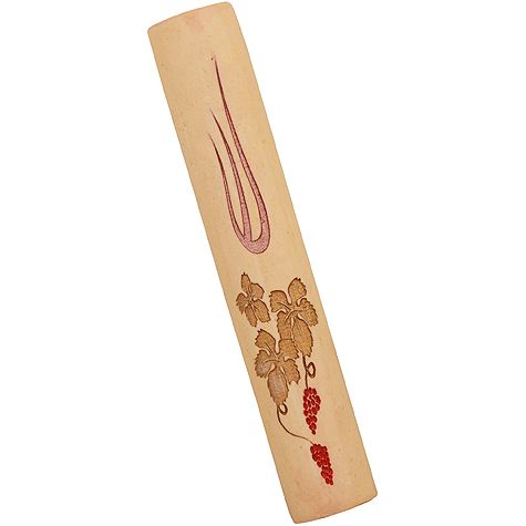 Jerusalem Stone Shin with Grape Clusters Mezuzah