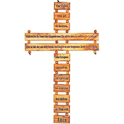 The Lord's Prayer Olive Wood Cross Wall Hanging