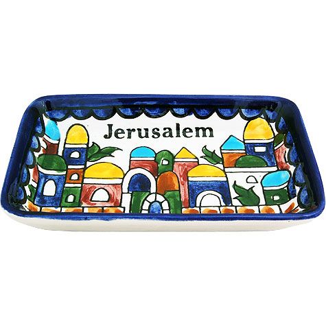 Armenian Ceramic Rectangle Jerusalem Dish
