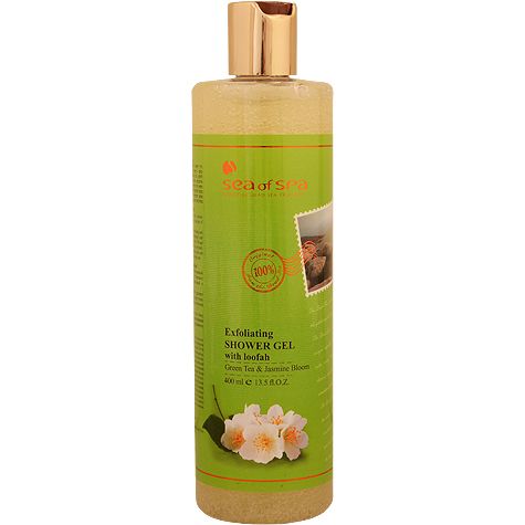 Exfoliating Shower Gel with Loofah - Green Tea and Jasmine Blossom