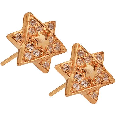 Star of David Goldfill Studs with Zircon