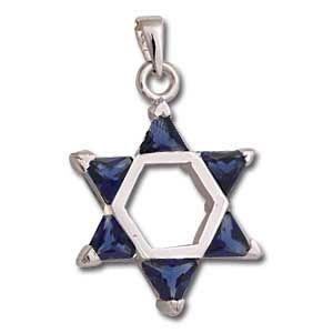 Star of David Pendant with Dark Blue Crystals
