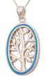 'Tree of Life' Pendant with Dark Opal Oval Frame - Sterling Silver 