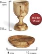 The LORD's Supper set - Olive Wood Bread Tray with 4 Olive Wood Cups (3 inches) and Holy Land Communion Grape Juice